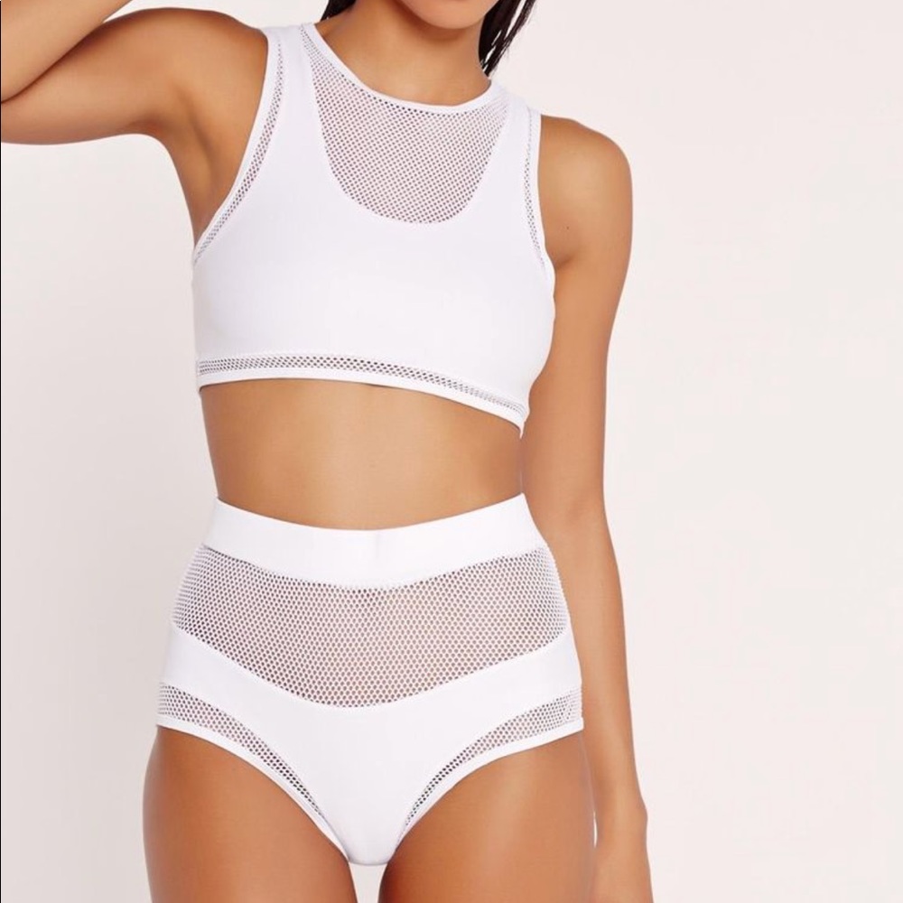 Mesh overlay Crop bikini